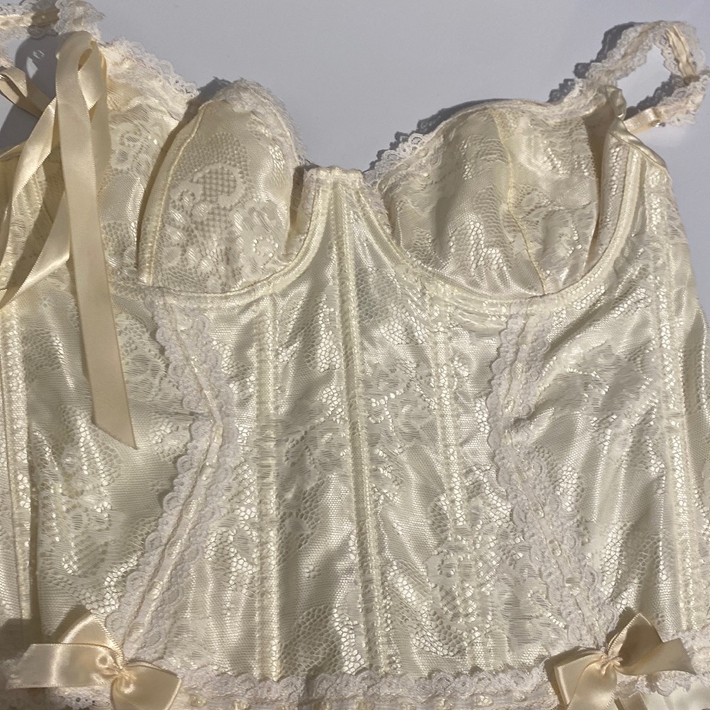 Shirley of Hollywood Bustier Corset with garter clips and matching panties
